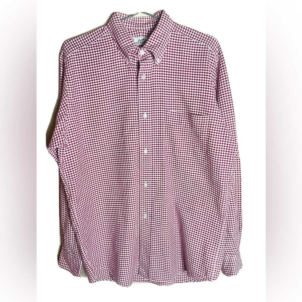 HERMES Shirt Signature Buttons Size M 40-15 3/4